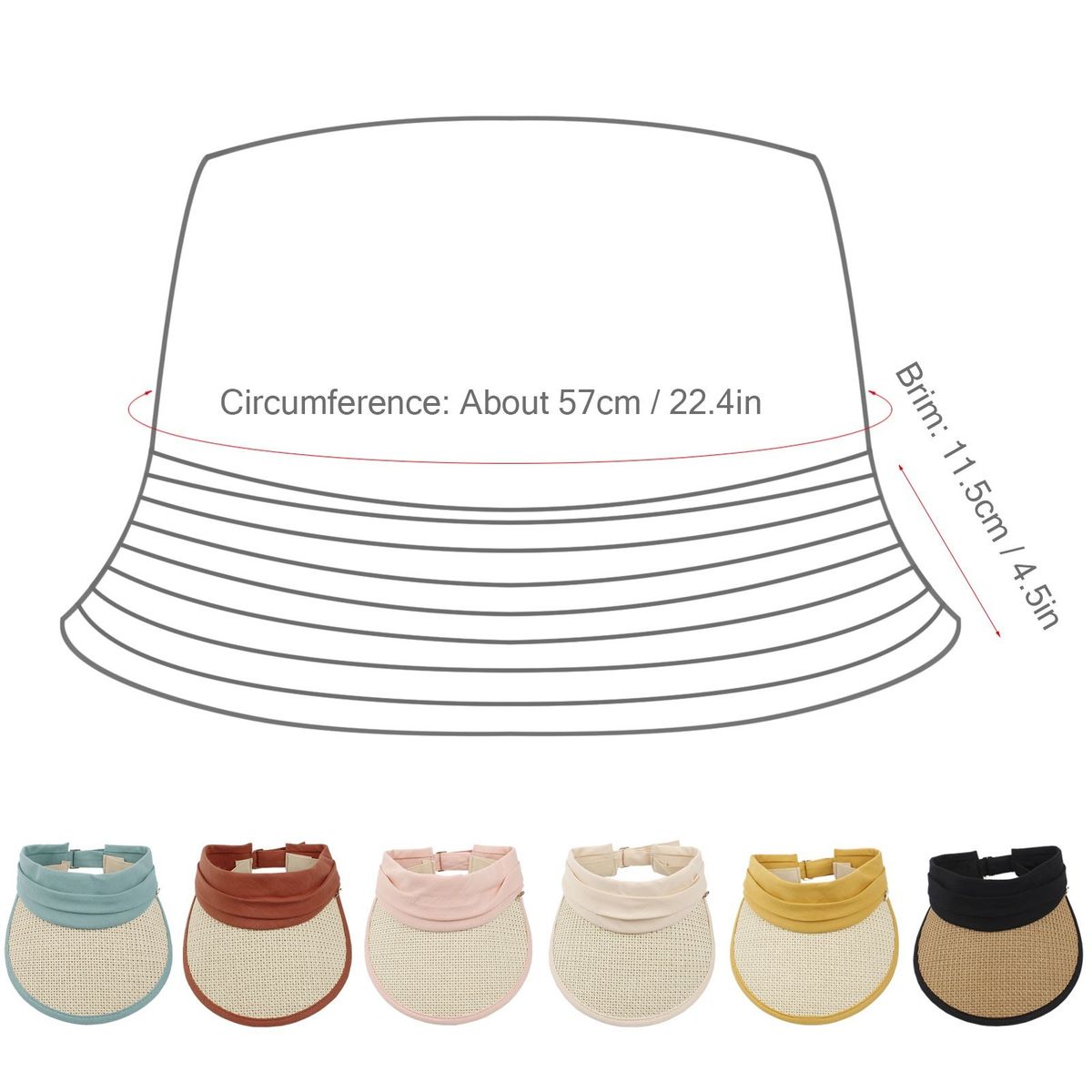 Women Hat Straw Hat Empty Top Adjustable Sun Protection