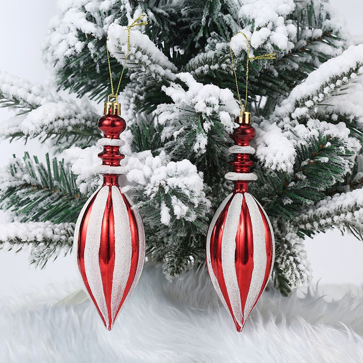 1 Pair Christmas Pendant Xmas Tree Cane Socks Christmas Decorations Red