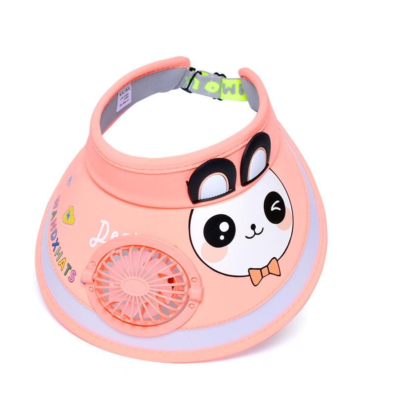Cute Cartoon Mini Fan Visor Hat for Kids,Sun UV Protection,Adjustable Comfort