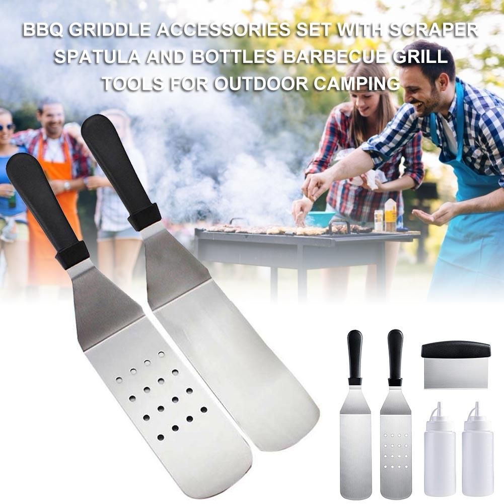 5pcs Set BBQ Tools Barbecue Set For Teppanyaki Spatulas For