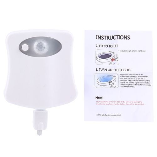 Indoor Night Motion Sensor LED Toilet Seat Cover Light Bowl Lamp, 8 Color