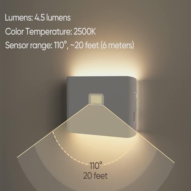 Motion Sensor LED Wireless Night Light Bedroom Lamp USB Rechargeable Energy-saving Automatic Wall-Mounted Body Induction Lamp