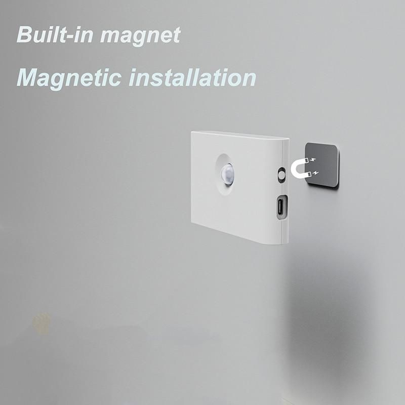 Motion Sensor LED Wireless Night Light Bedroom Lamp USB Rechargeable Energy-saving Automatic Wall-Mounted Body Induction Lamp