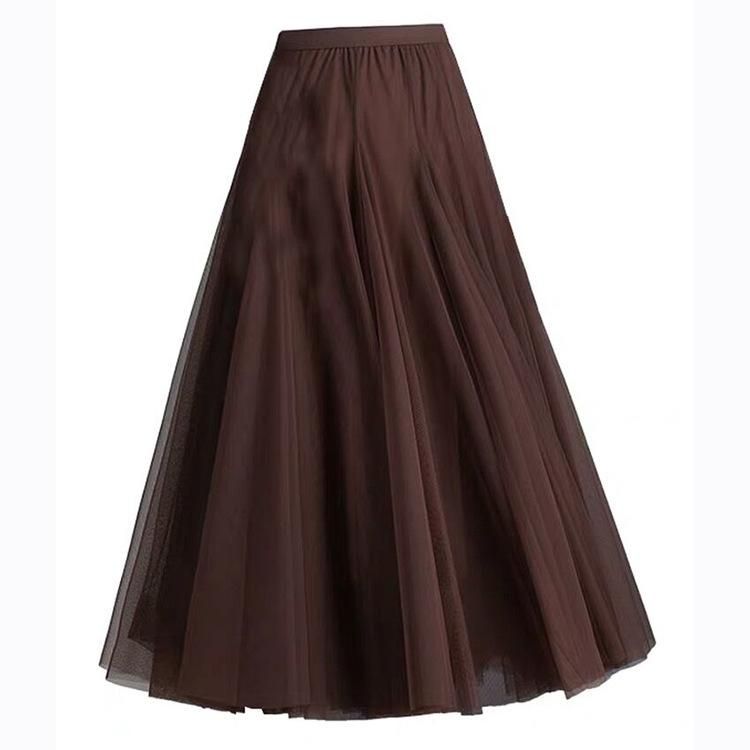 Mesh Half Skirt Long Skirt Women's Autumn and Winter 2021 New High Waist Fairy Half Skirt Mid length