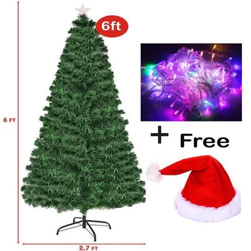 6ft Xmas Tree + Colour Led Lights + Xmas Cap