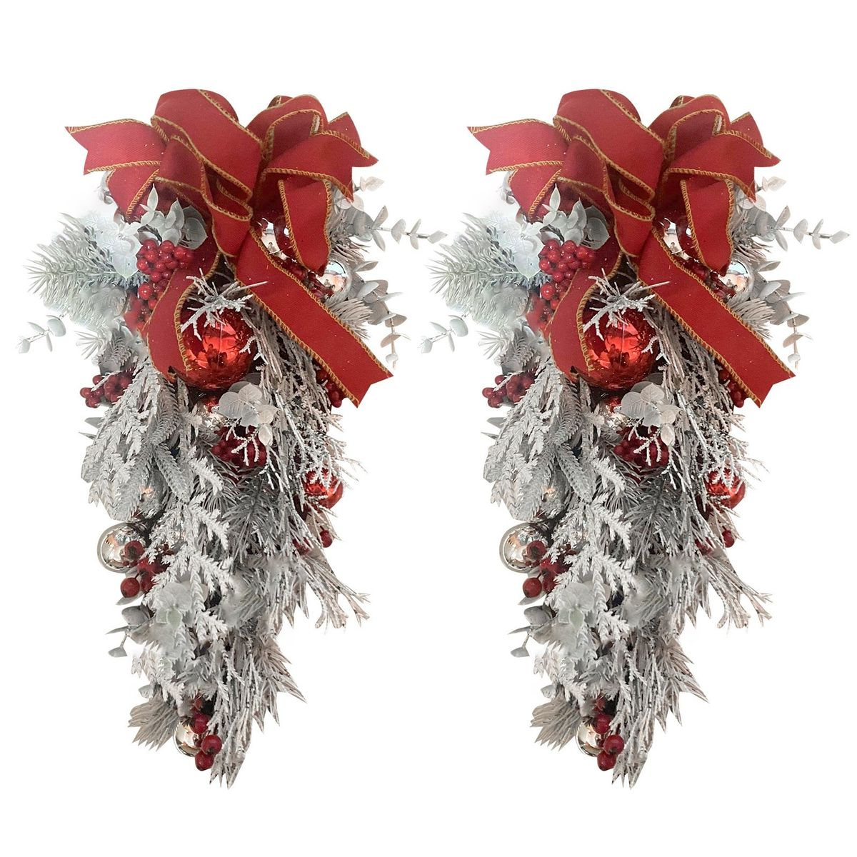 Christmas Wreath Artificial Bow Red Berries Wreath Ornaments Entrance Door Wall Decor Merry Halloween Tree Wreath Garlands A