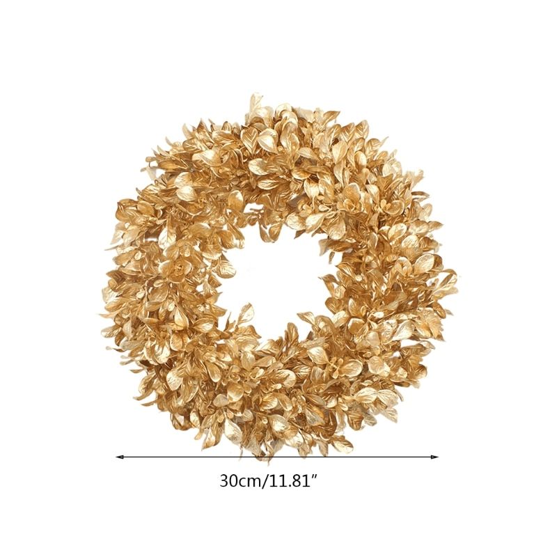 Gold Boxwood Wreath 12/17 Inches Artificial Fall Garland Farmhouse Decoration For Front Door Christmas Gold