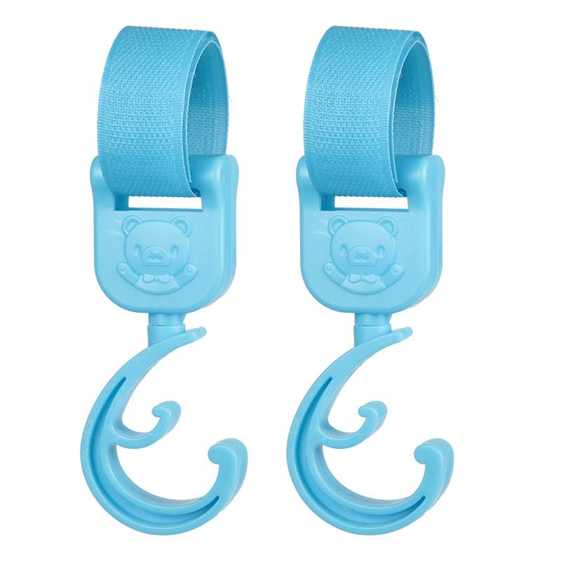 2 Pieces Crochets De Poussette De Sac De Bebe Rotation De 360 Degres Accessoires De Voiture De Bebe Organisateur De Poussette Accessoires De Poussette Blue 1
