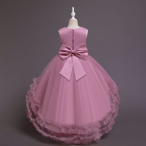 Girl Children Kids New Style Long Tail Birthday Christmas Wedding Dinner Party Princess Dress