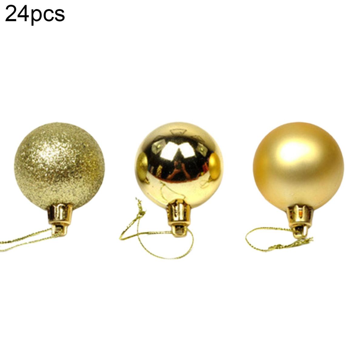 24Pcs Christmas Tree Balls Festival Home Party Mall-Golden