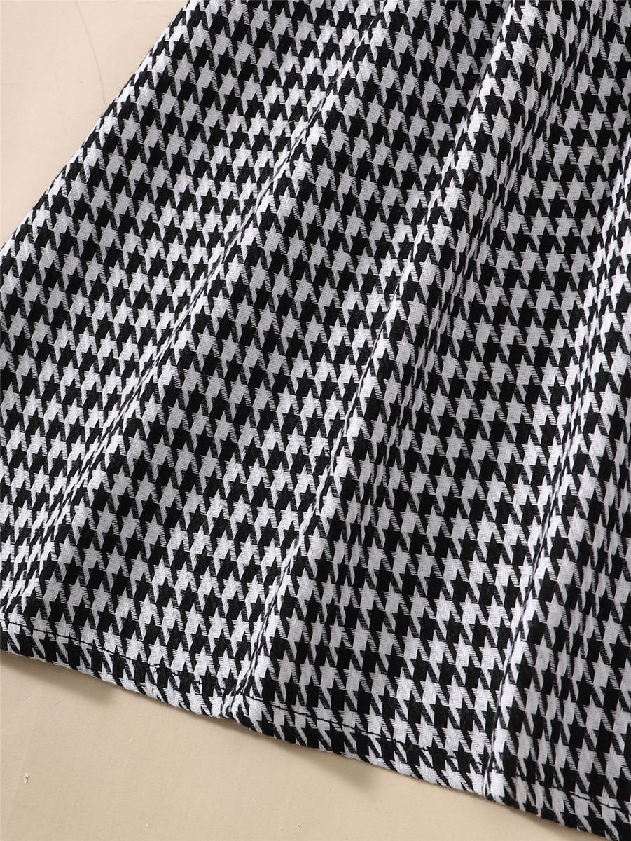 Children Girl Dress White Bubble Short Sleeve Plaid Dresses For 8-12 Years