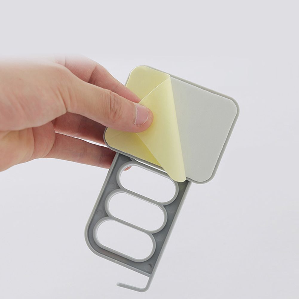 Folding Wall Door Mounted Adhesive 4 Holes Clothes Hanger Hook Storage Rack-