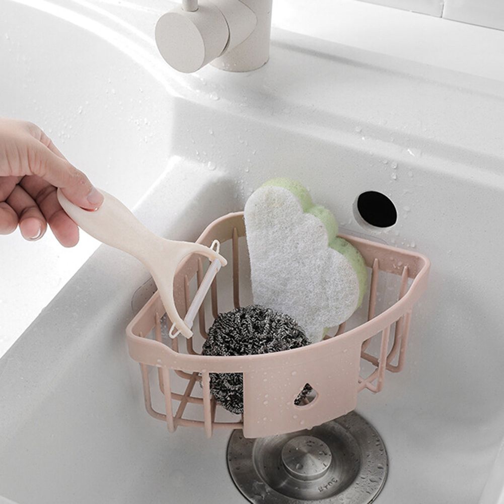 Wall Mount Triangle Corner Storage Rack Basket Kitchen Bathroom Organizer Shelf-Green