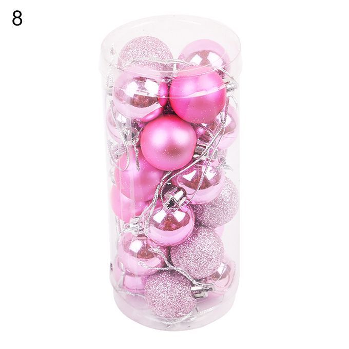 Glittering Baubles Balls Christmas Tree Ornament Xmas-Pink