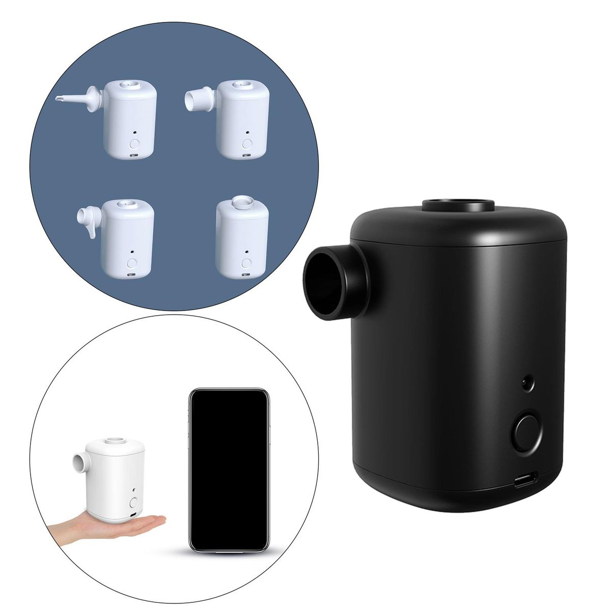 USB Electric Air Mattress Pump Floats Tube Rafts Inflatables Air Black