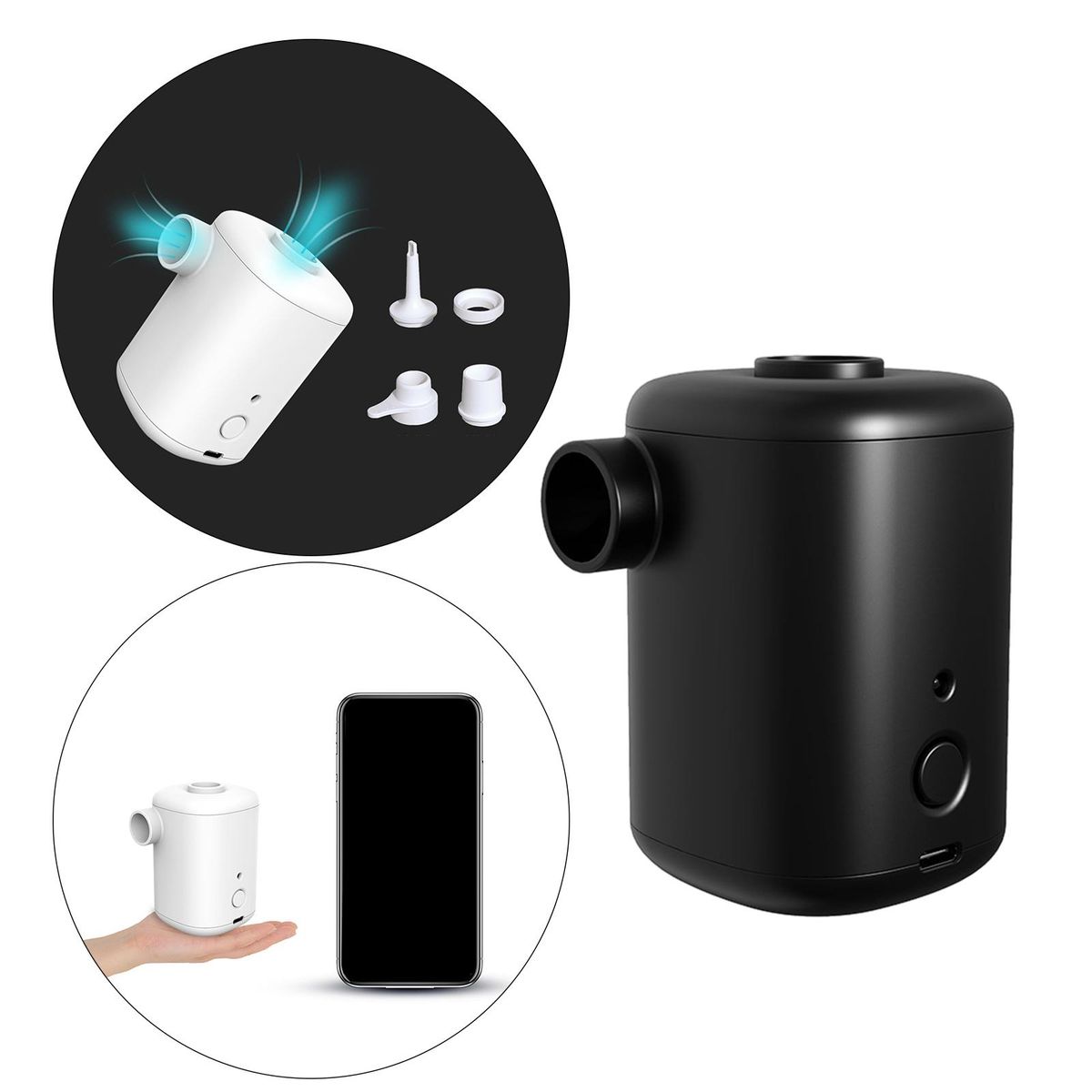 USB Electric Air Mattress Pump Floats Tube Rafts Inflatables Air Black
