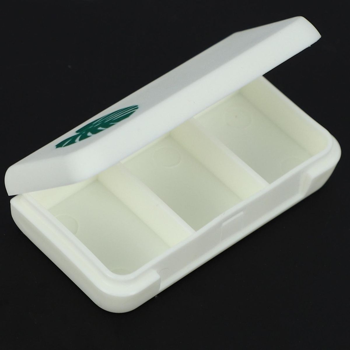 Three Compartments Mini Pill Box Travel Dispensing Box Leaf