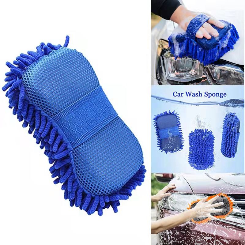 {MijaGrace} Microfiber Multi-Use Car Wash Sponge 4 Pcs -BLUE