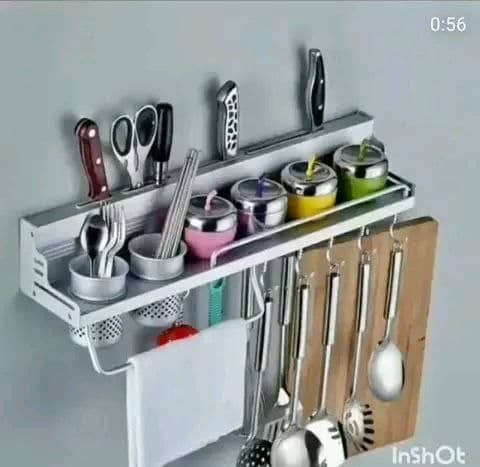 80cm Wall Mounted Knife Cutlery Holder Rack With Hooks