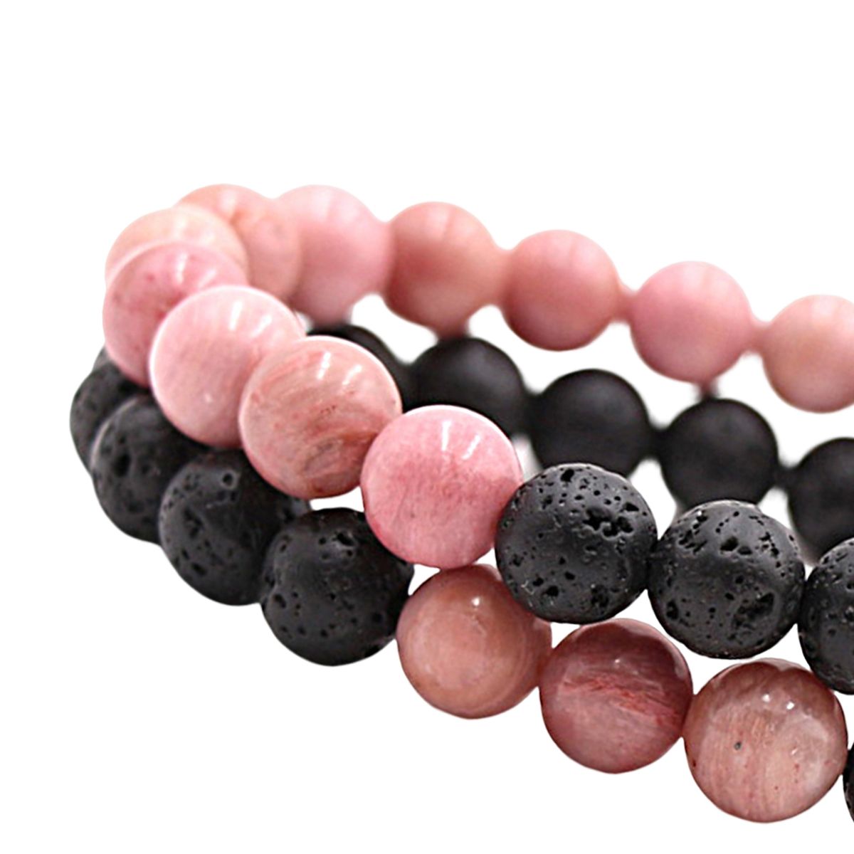 2Pcs Beaded Bracelet Couples Distance Black White Bracelet F