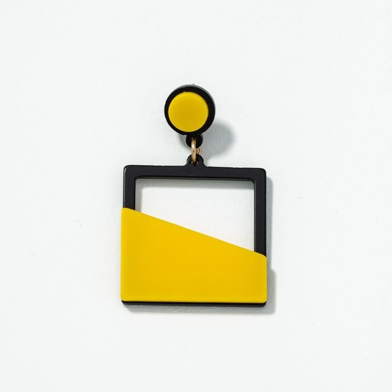UJBOX Exaggerated Yellow & Black Acrylic Stitching Earrings for Women Girls Party Dangle Earrings Accessories