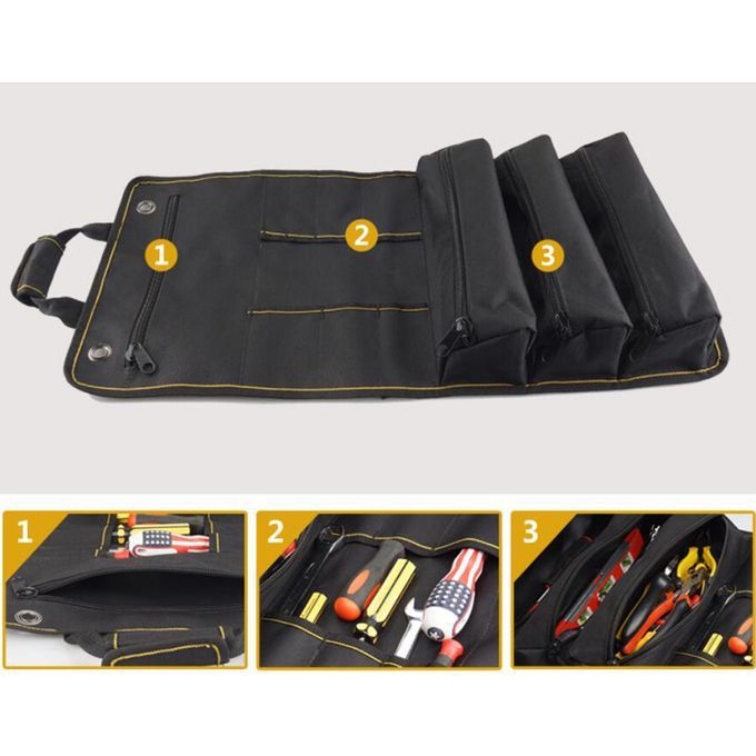 2Pcs 27 Large Tool Bag Roll Up Pouch Electrician Tools Storage Bags