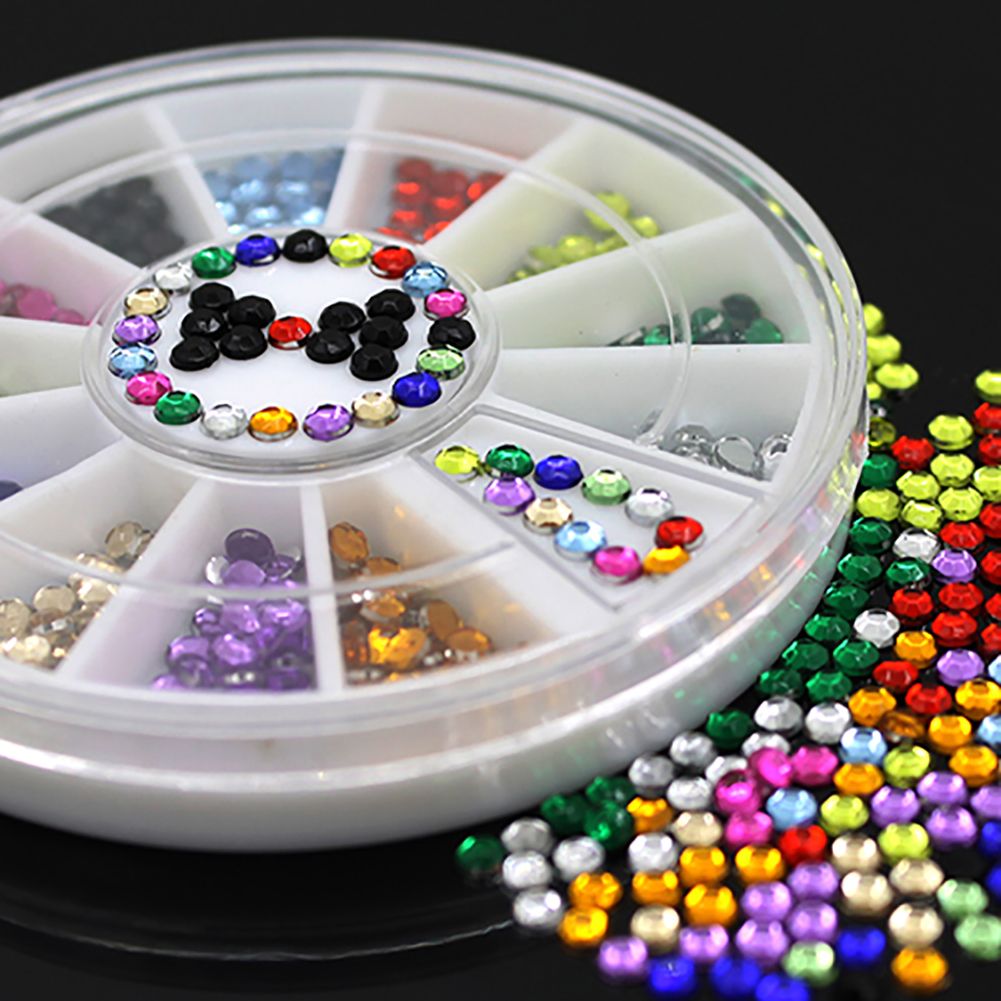 12 Colors Glitters 3mm Acrylic Nail Decoration Stickers DIY-