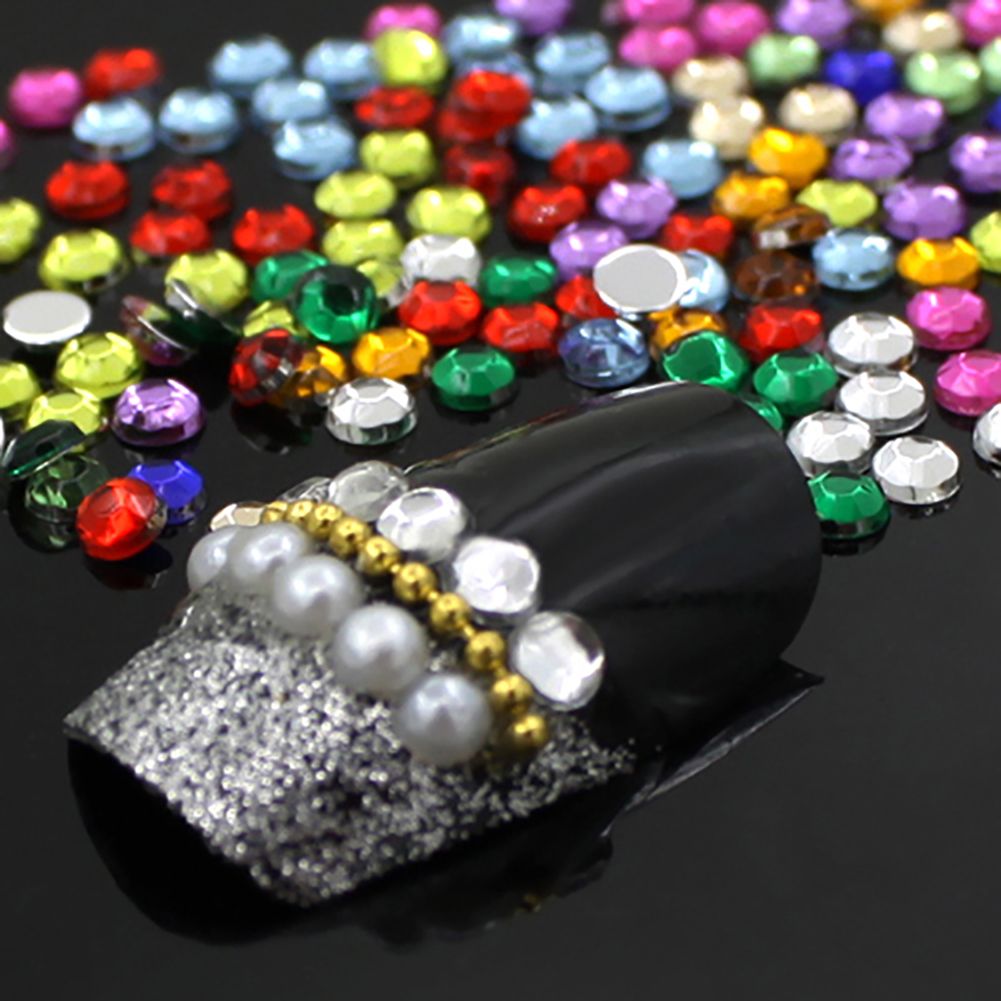 12 Colors Glitters 3mm Acrylic Nail Decoration Stickers DIY-