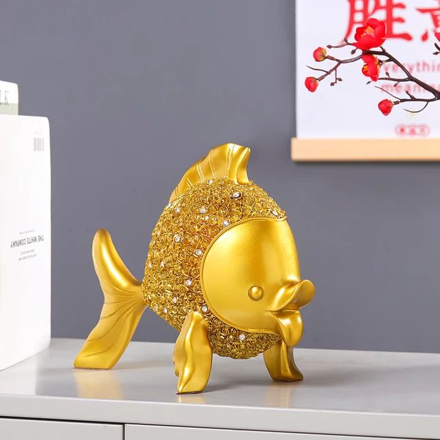 Luxury Gold Fish Console Table Book Cabinet Decor