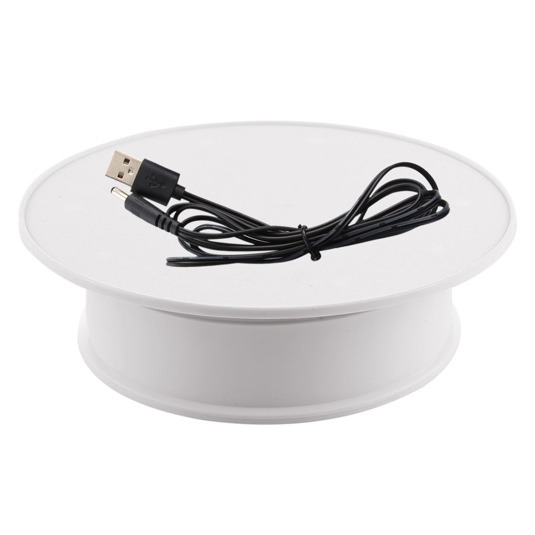 20cm 360 Degree Electric Rotating Turntable Display Stand Photography Video Shooting Props Turntable, Max Load 1.5kg, Powered By Battery & USB (White)