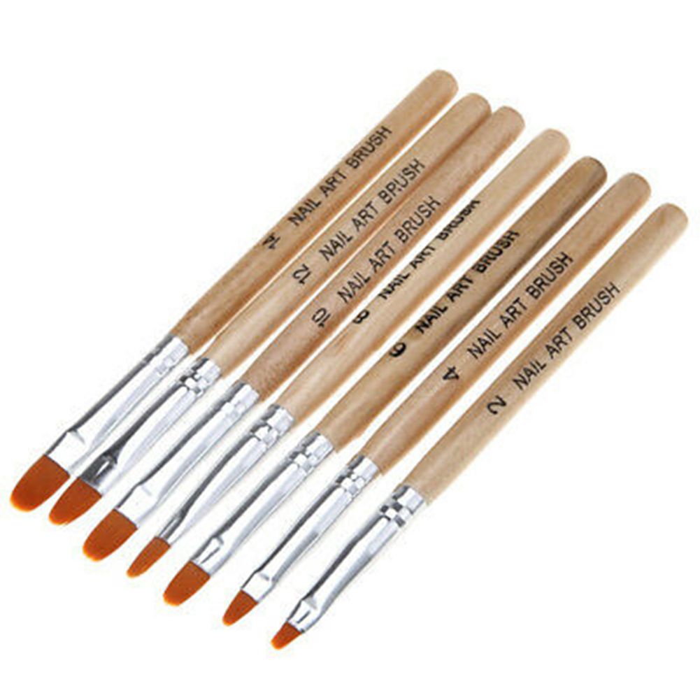 7Pcs Wooden Nail Painting Phototherapy Pen Brush Acrylic-