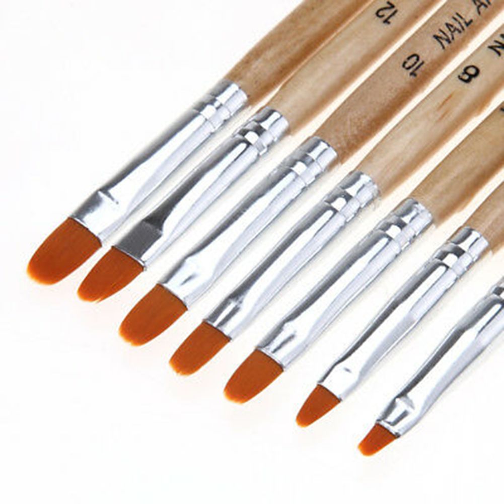 7Pcs Wooden Nail Painting Phototherapy Pen Brush Acrylic-