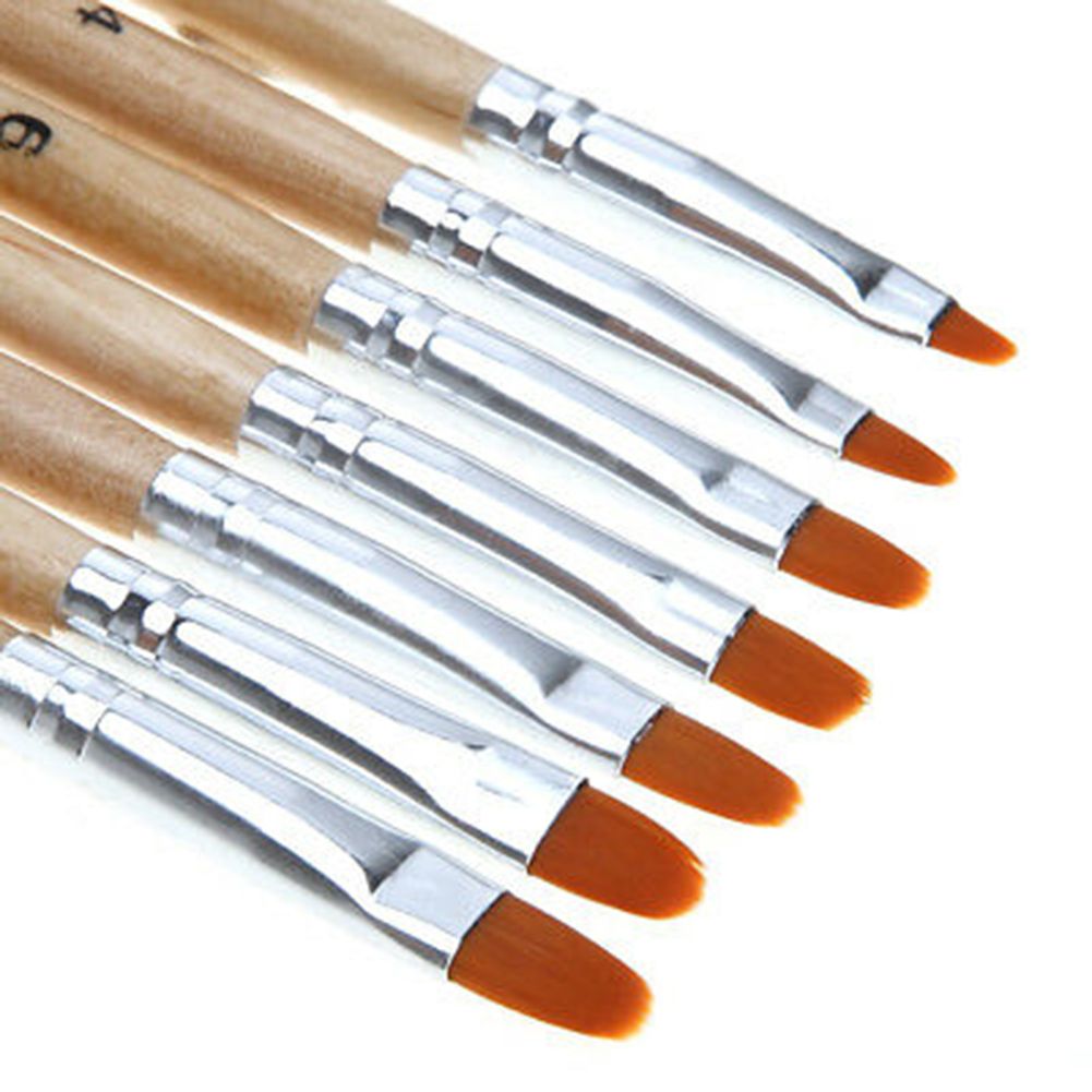 7Pcs Wooden Nail Painting Phototherapy Pen Brush Acrylic-