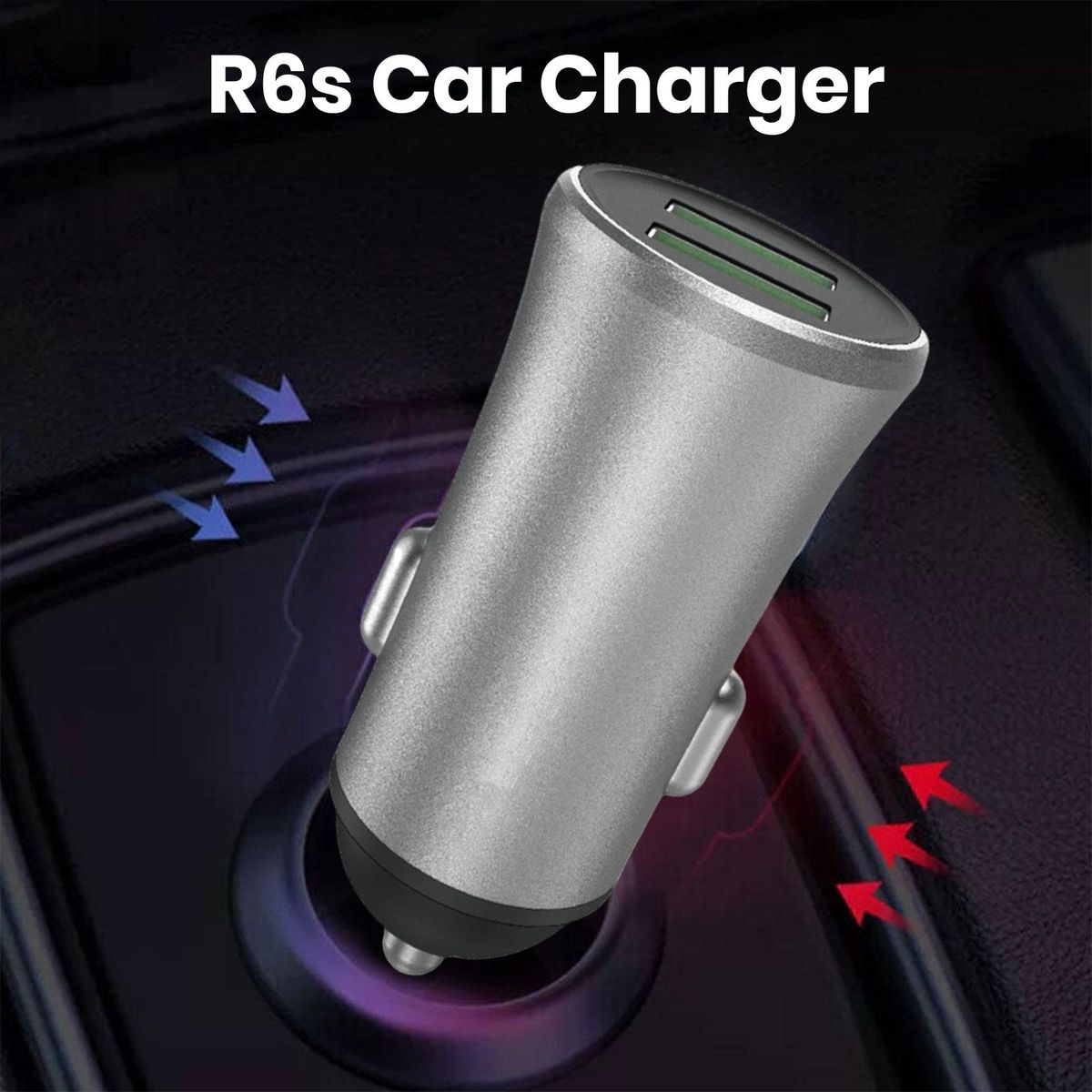 Usb Charging Adapter Fast Charge on Go Dual Port Usb Car for Universal Grey