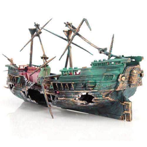 Large Aquarium Shipwreck Decor Boat Plastic Set Resin Ship