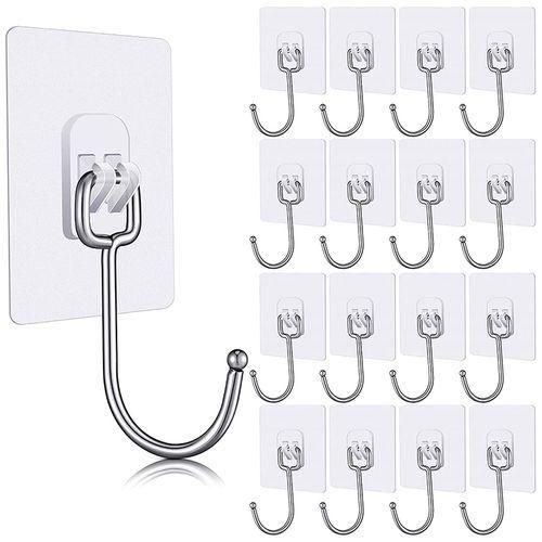 Large Adhesive Hooks Wall Hooks 33 Lb (Max) Transparent