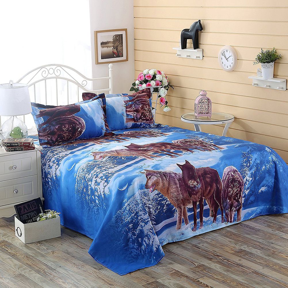 3D Wolf Twin Queen King Bed Quilt Duvet Cover Pillow Case-