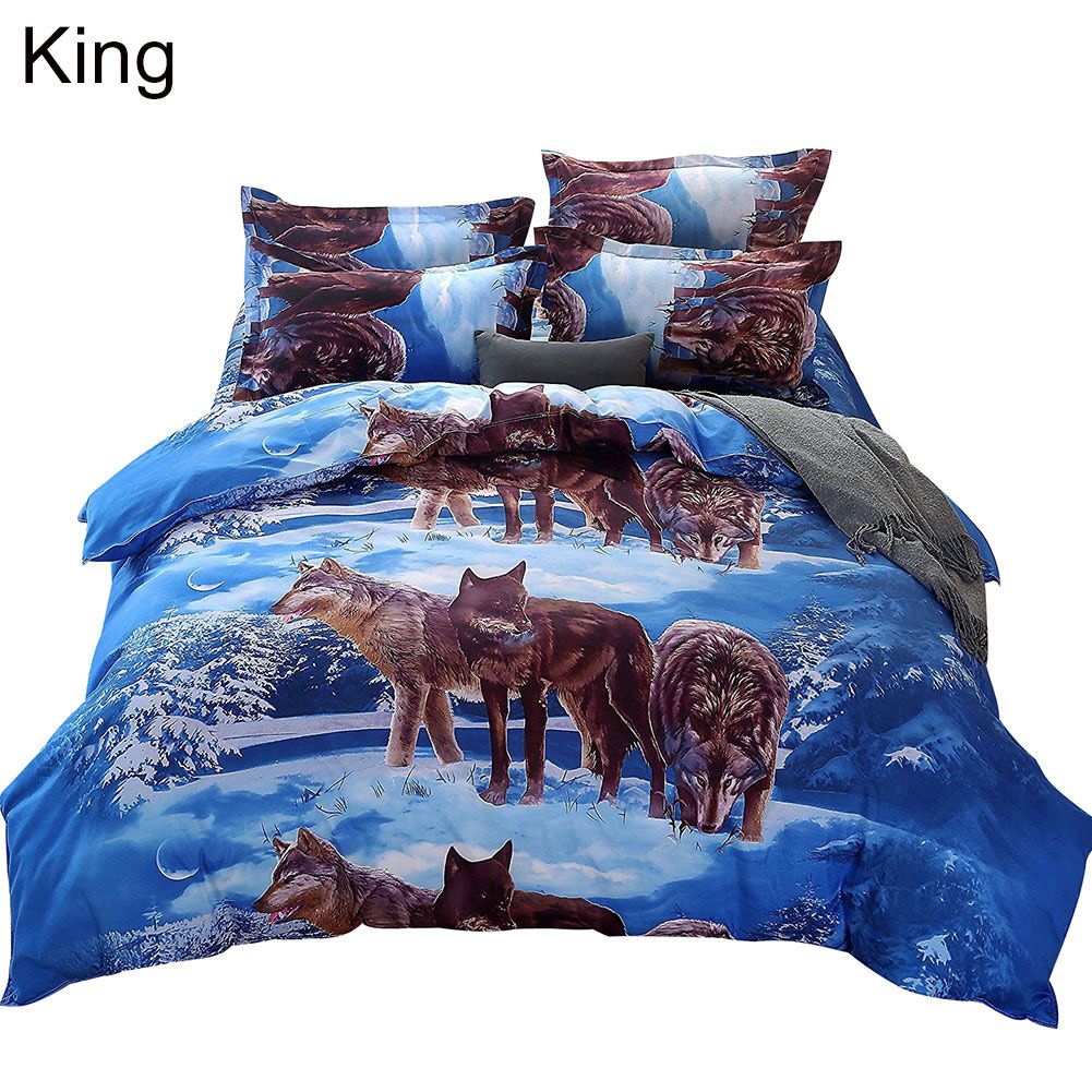 3D Wolf Twin Queen King Bed Quilt Duvet Cover Pillow Case-