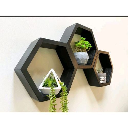 Hexagon-Shape Decorative Floating Wall Shelves Only