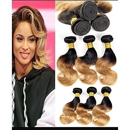 Black And Gold Short Weavon 6pcs. Full Hair Amount
