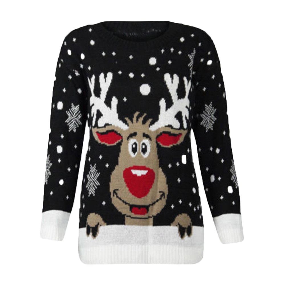 Plus Size 4xl Jumper Snowman Deer Sweaters New Santa Claus Xmas Patterned Ugly Christmas Sweaters Tops For Men Women Pullovers(#Red)