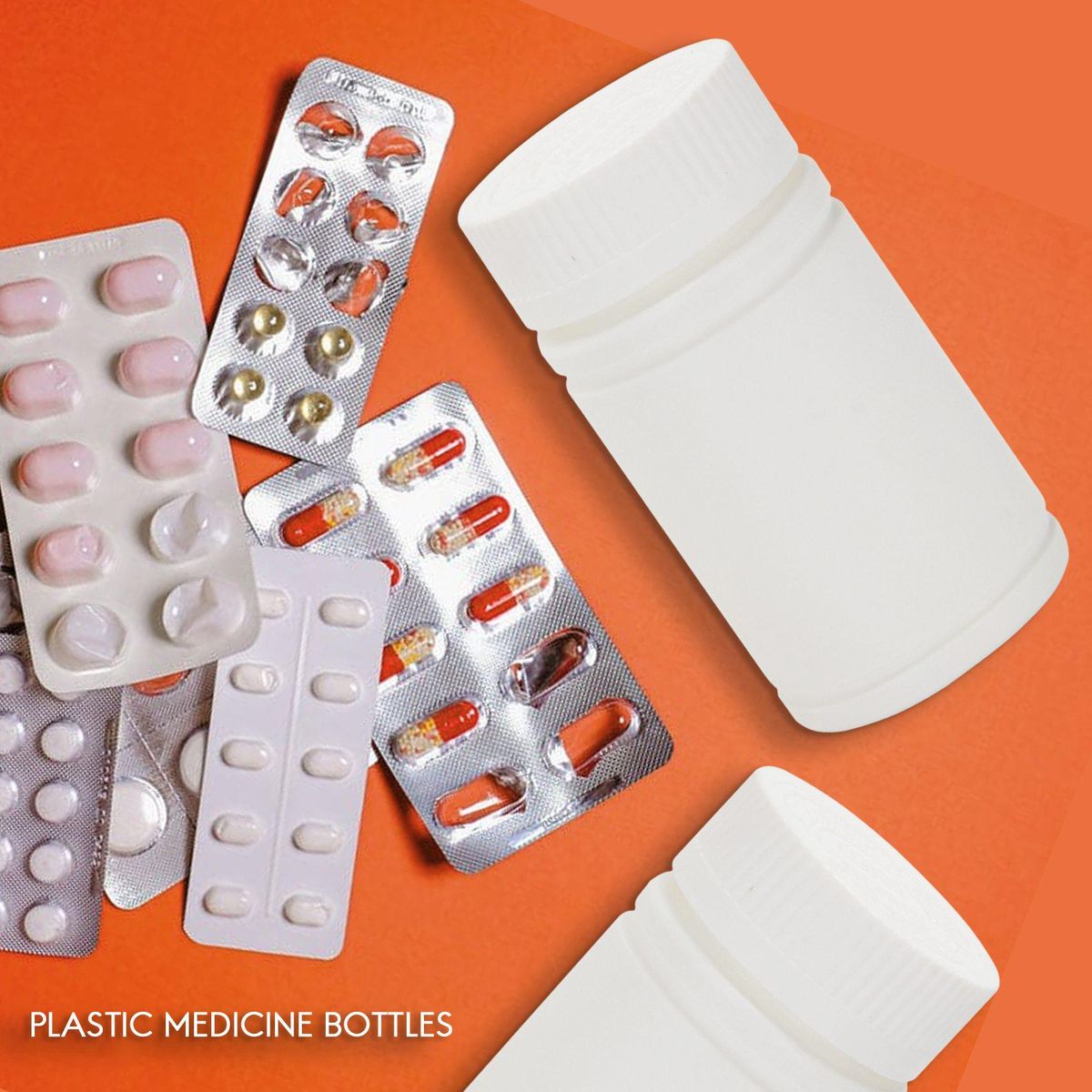 Plastic Empty Medicine Bottles Pill Tablet Container Holder 3pcs White