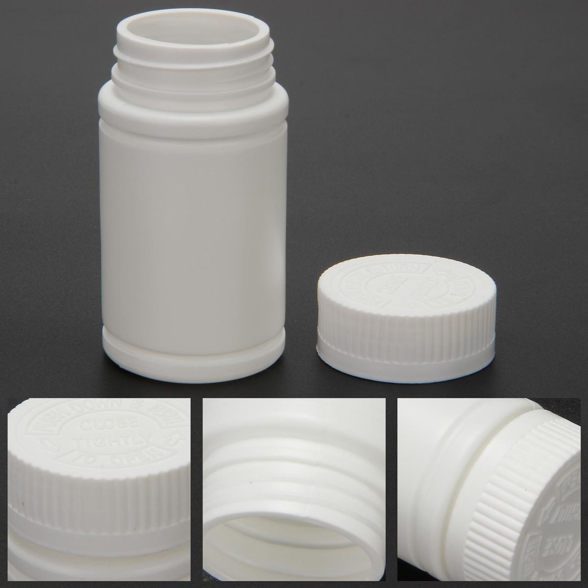Plastic Empty Medicine Bottles Pill Tablet Container Holder 3pcs White