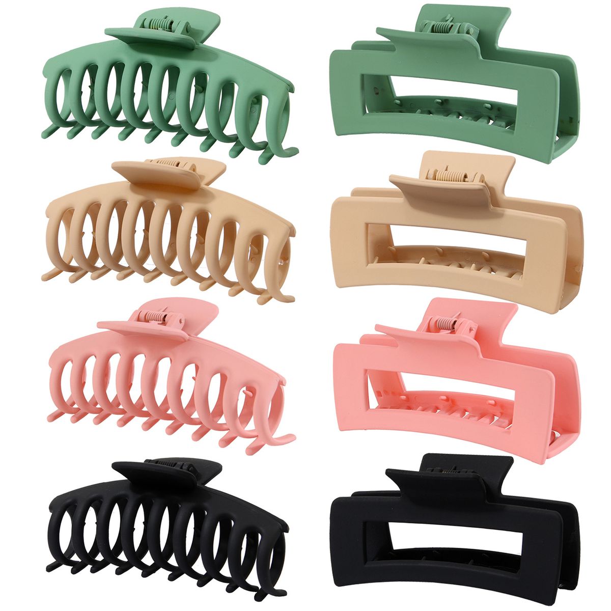 8Pcs Plastic Matte Hair Claws Hair Clips Combination Set - D