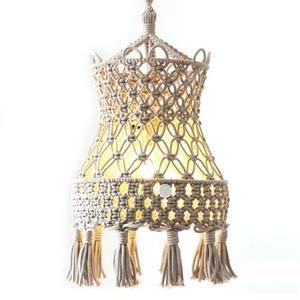 30*75CM Bohemian Tassel Decor Lantern Macrame Tapestry Wall Hanging Hand Woven Chandelier Lampshade Living Room Coffee Restaurant Decor
