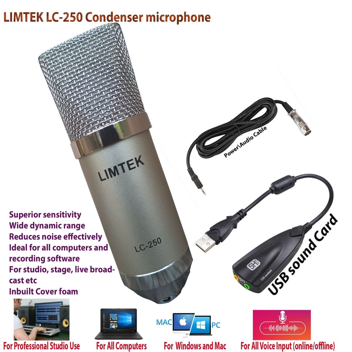 High Grade Condenser Microphone For PC / Studio Voice Recording