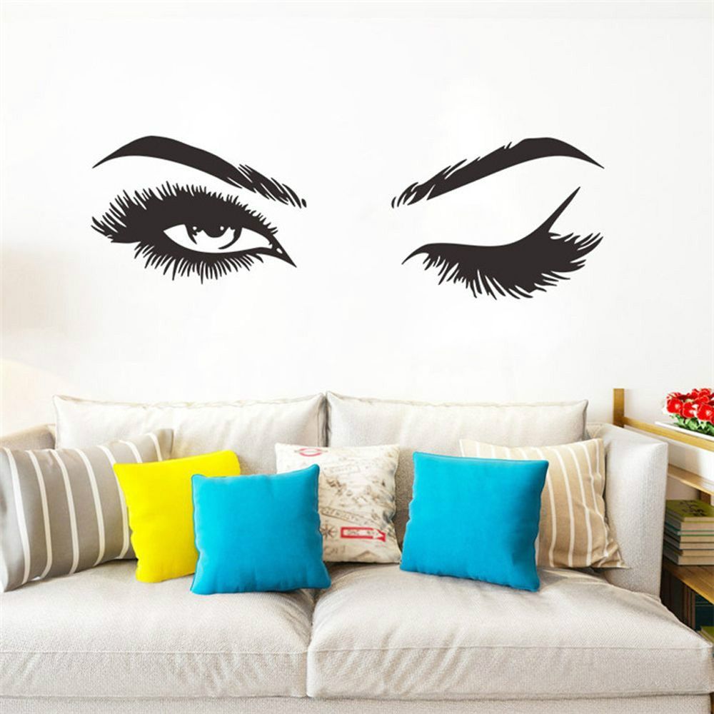 2 PCS/Set Makeup Shop Beauty Studio Decoration Personality Eyebrow Wall Sticker, Size:57x19cm(Black)