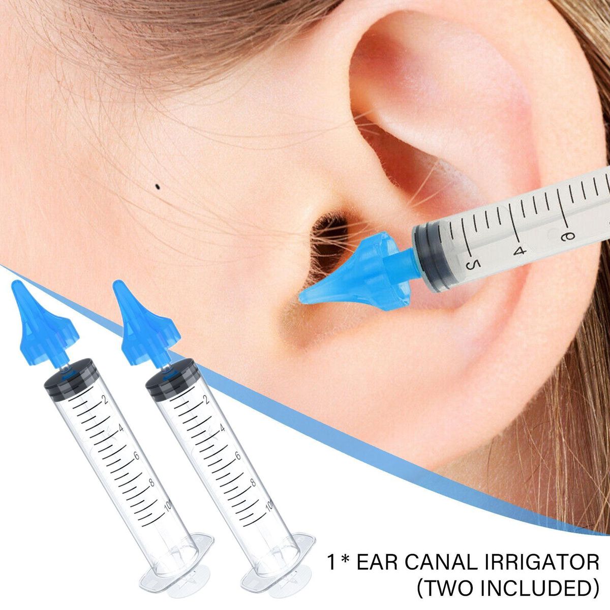 2Pcs Ear Canal Irrigator Earwax Remover Soft Ear Tips Ear Wax Flusher Irrigation Syringe Adult WJ