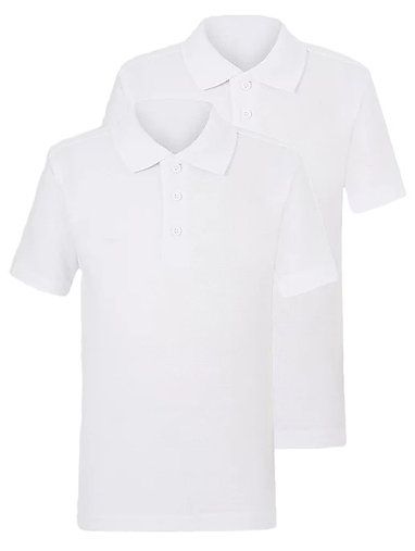 Short Sleeve School Polo Shirts 2-Pack, White