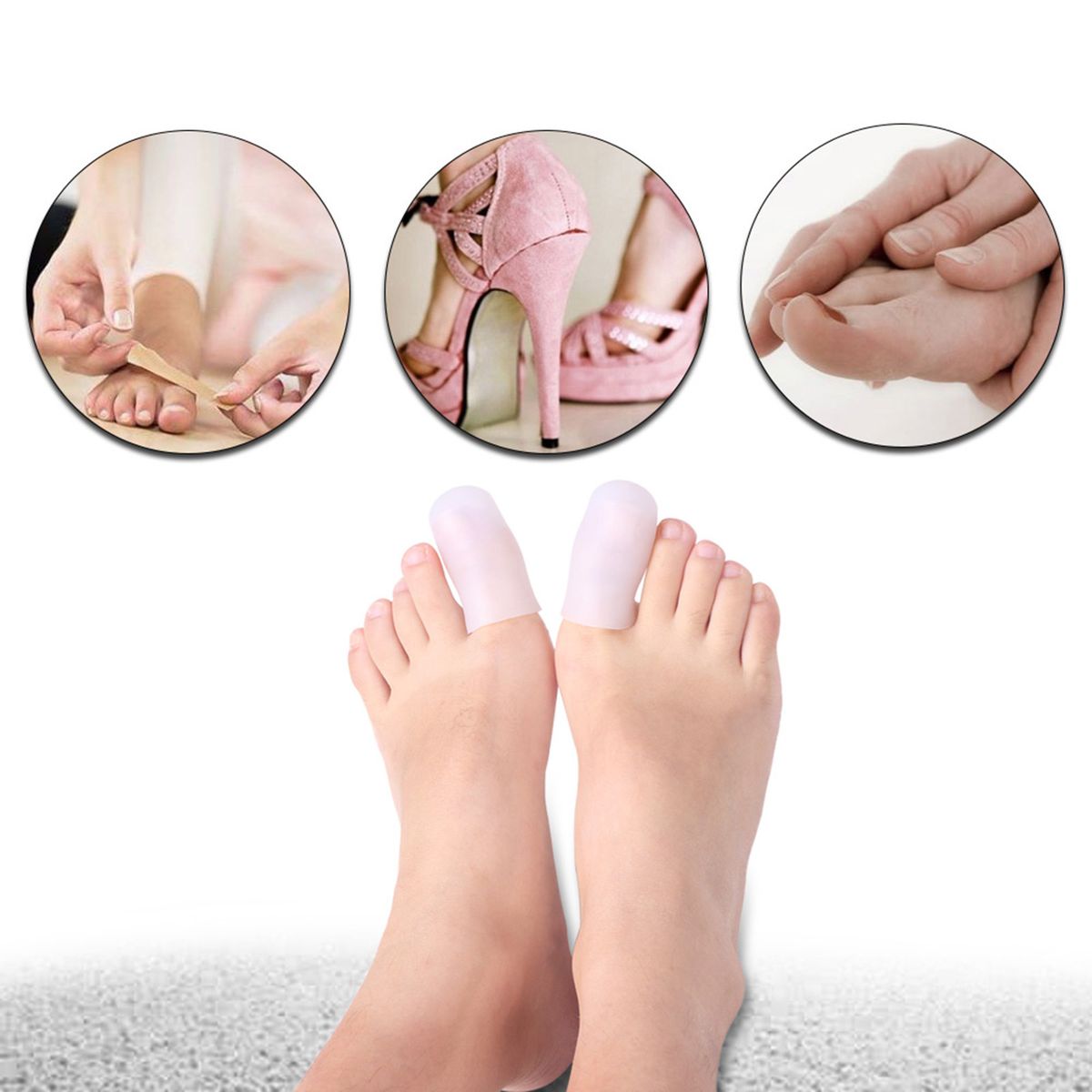 1 Pair Silicone Toe Protective Cover Foot Protection Pads